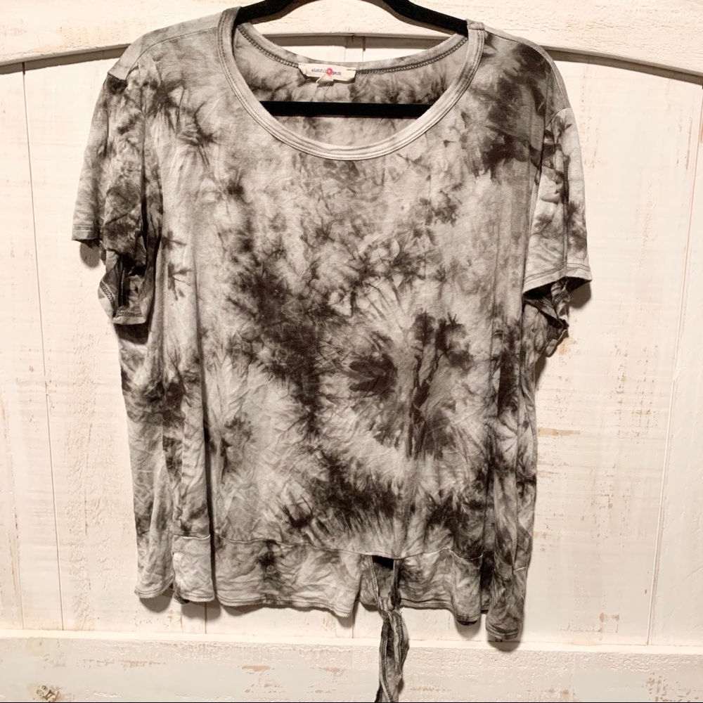 Green & White Distressed Tye Dye Shirt with Tie